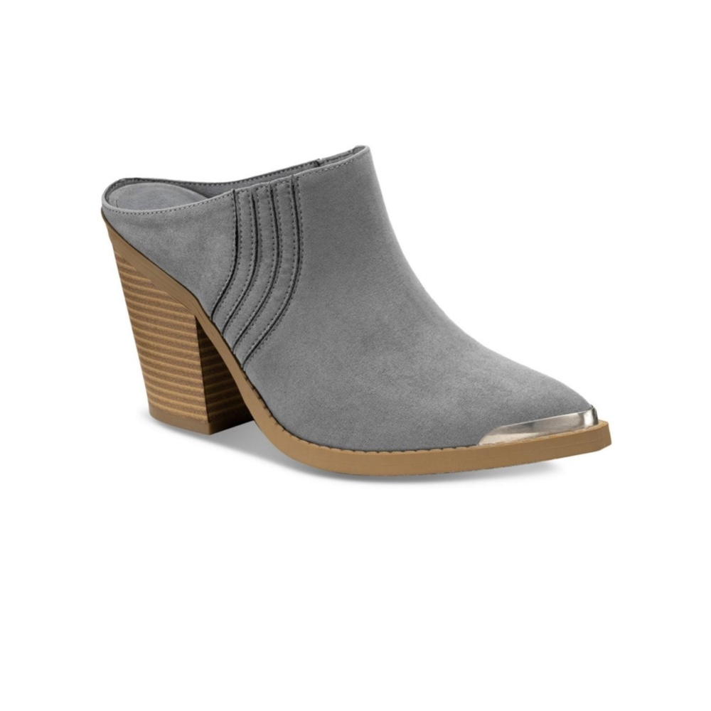 Sun + Stone Deyzaa Metallic Pointed Toe Mules, Grey, 11